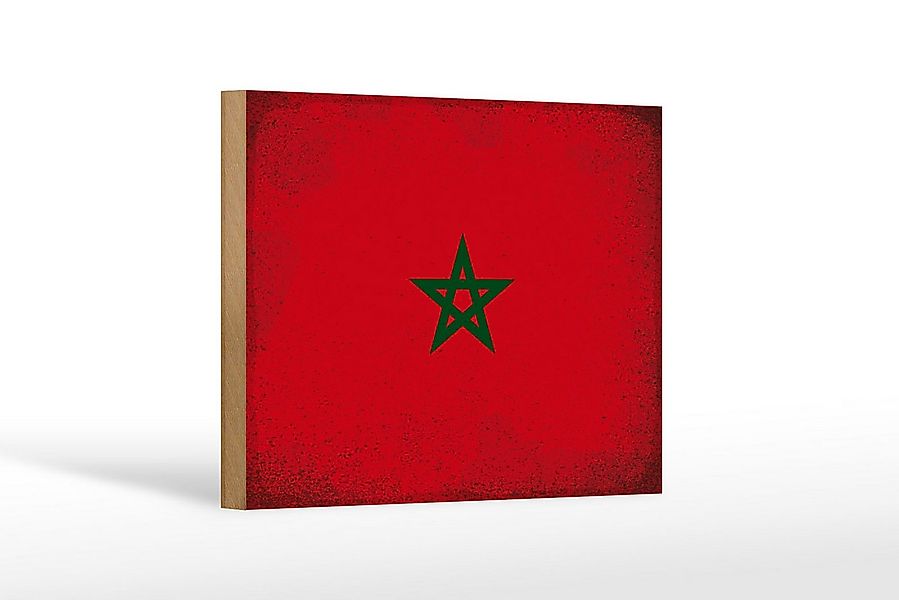 Femer GmbH Holzbild Flagge Marokko 18x12 cm Flag of Morocco Vintage, Flagge günstig online kaufen