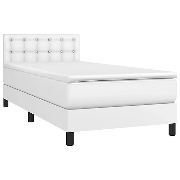 vidaXL Boxspringbett mit Matratze & LED Weiß 90x190 cm Kunstleder 3134196 günstig online kaufen