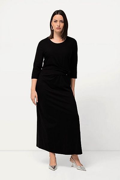 Ulla Popken Maxikleid Maxikleid Drapierung Schmucköse Rundhals 3/4-Arm günstig online kaufen