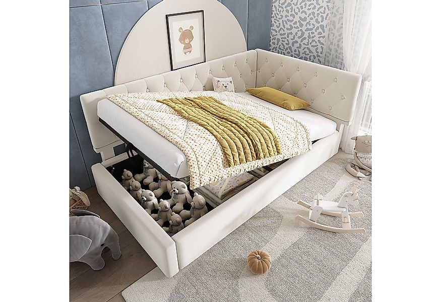 Flieks Polsterbett, Kinderbett Daybett 90x200cm Schlafsofa mit hydraulische günstig online kaufen