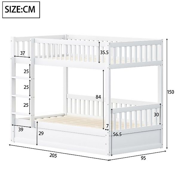 Flieks Etagenbett, Kinderbett Hydraulisches Unterbett 90x200cm mit Rausfall günstig online kaufen