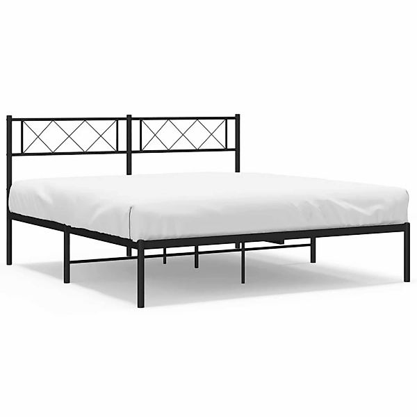 vidaXL Bettgestell Bettrahmen mit Kopfteil Metall Schwarz 120x190 cm Bett B günstig online kaufen