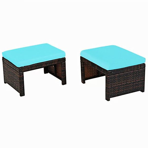 COSTWAY Ottomane, 2er-Set,mit Sitzkissen,Rattan,49x40x33cm,160kg günstig online kaufen