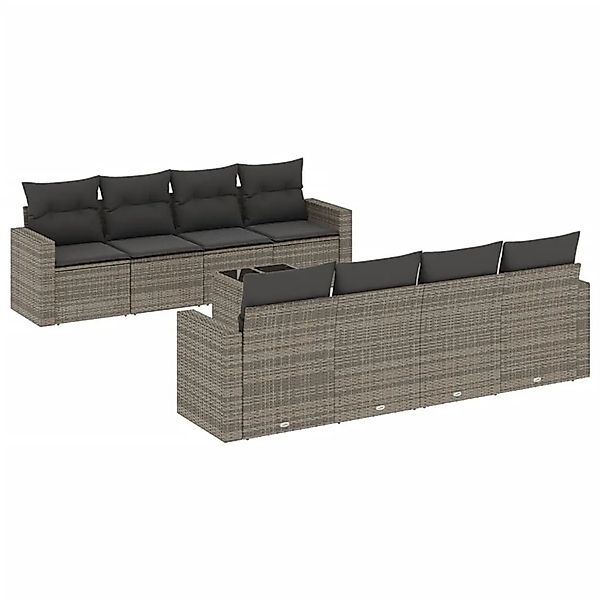 vidaXL 9-Tlg Garten-Sofagarnitur mit Kissen Grau Poly Rattan 3251087 günstig online kaufen