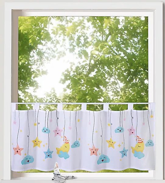 Weckbrodt Scheibengardine »Emma«, (1 St.), Bistro, Voile, Kinder, bedruckt, günstig online kaufen