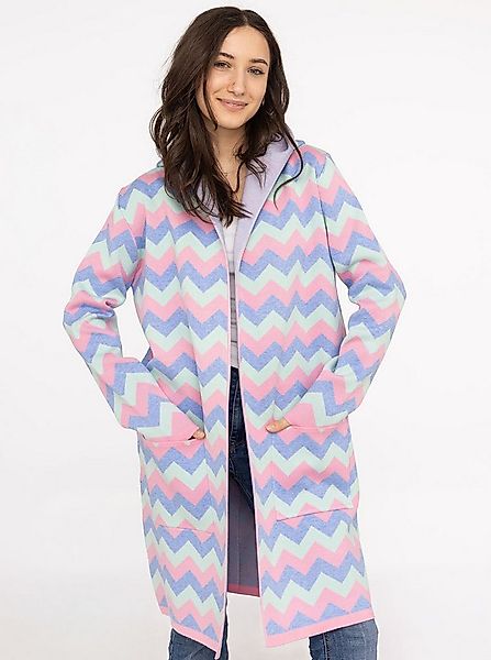 Zwillingsherz Longstrickjacke Zick-Zack-Muster, Schalkragen, Taschen, Langa günstig online kaufen