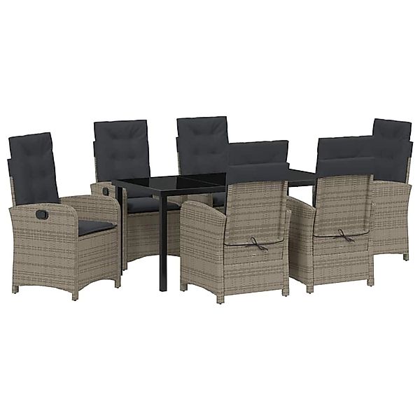 vidaXL Garten Essgruppe 7-Tlg Grau Poly Rattan 3380278 günstig online kaufen