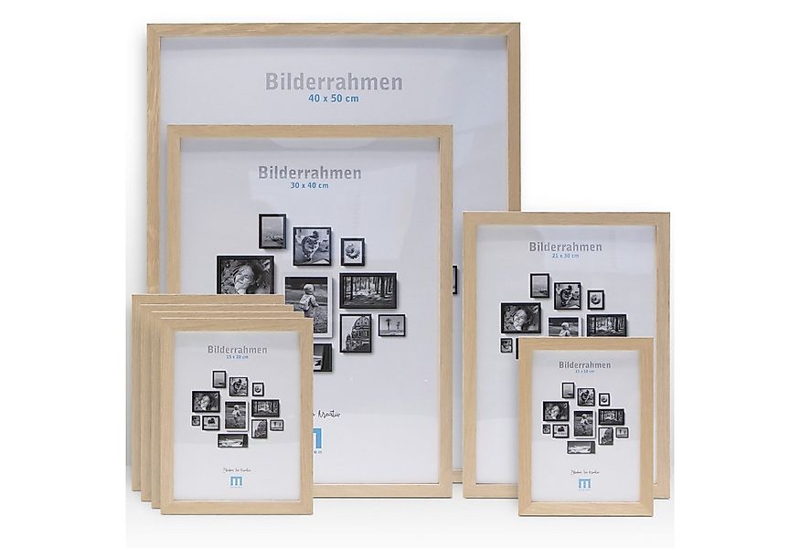 M MERCEO Bilderrahmen, 8-tlg. Bilderrahmen-Set Natur (13x18cm bis 40x50cm) günstig online kaufen