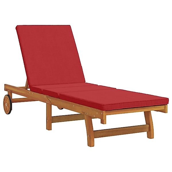 vidaXL Sonnenliege mit Rädern und Kissen Rot Massivholz 4105539 günstig online kaufen