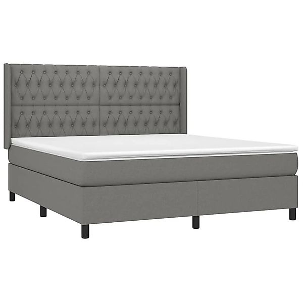 vidaXL Boxspringbett mit Matratze & LED Dunkelgrau 180x200 cm Stoff 3138574 günstig online kaufen