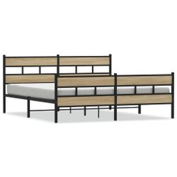 vidaXL Bett Metallbett ohne Matratze Sonoma-Eiche günstig online kaufen