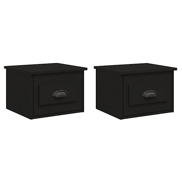vidaXL Nachttisch Wand-Nachttische 2 Stk. Schwarz günstig online kaufen