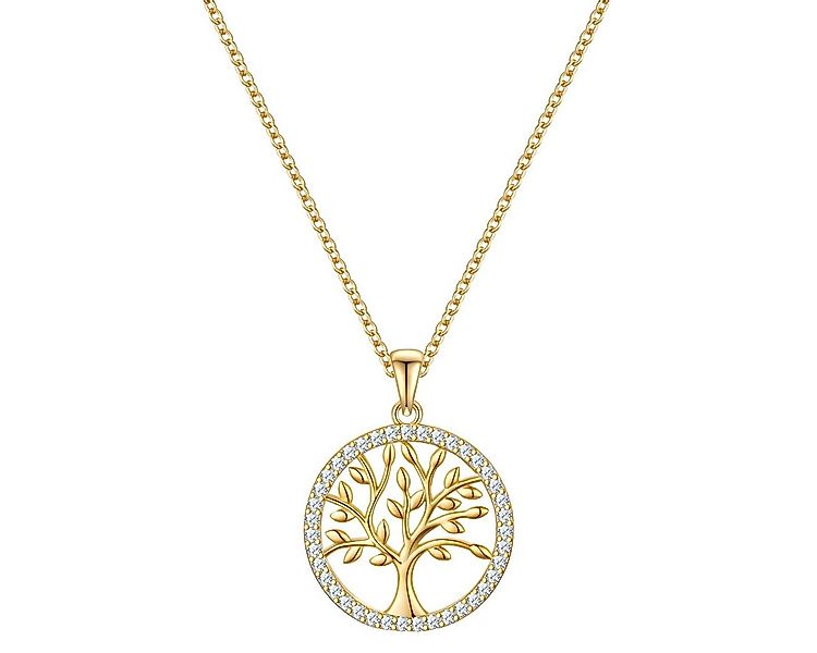 Rafaela Donata Silberkette Lebensbaum gelbgold, mit Zirkonia günstig online kaufen