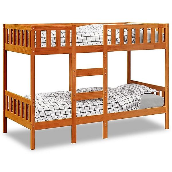 vidaXL Bett, Etagenbett Wachsbraun 90x200 cm Massivholz Kiefer günstig online kaufen