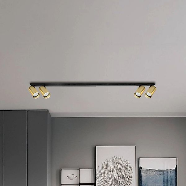 Deckenspot Hero, schwarz/gold, 4-flammig, 120 cm, Metall günstig online kaufen