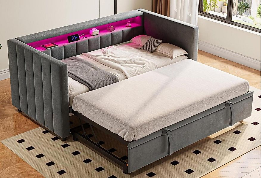 LVHOM Schlafsofa 90x190cm mit ausziehbarem Bett,Samtstoff,schlichtes Streif günstig online kaufen