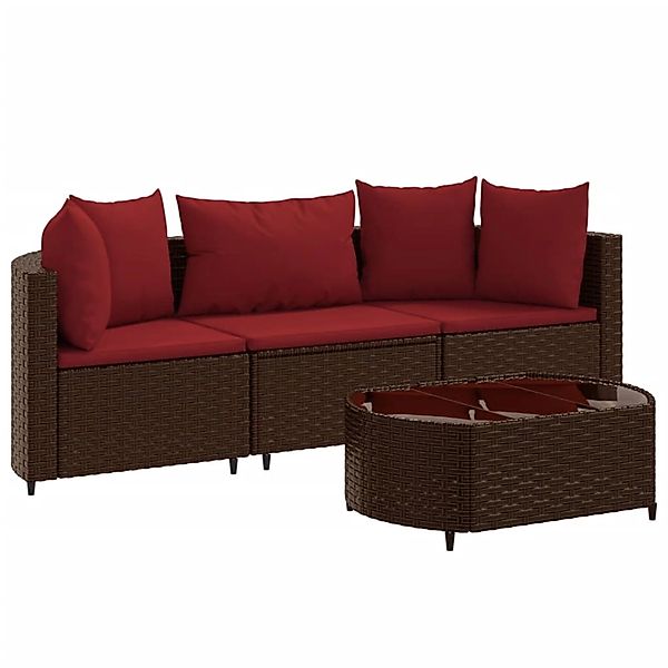 vidaXL Gartenlounge-Set 4-tlg. Garten-Sofagarnitur mit Kissen günstig online kaufen