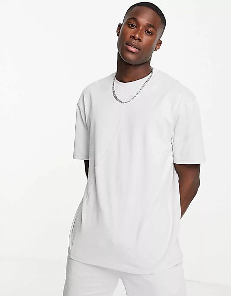 Topman – Oversize-T-Shirt in Grau mit Zierbahn günstig online kaufen