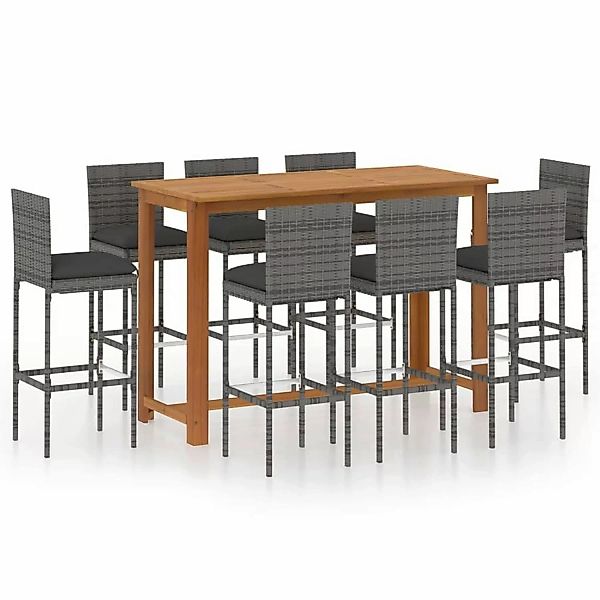 9-tlg. Gartenbar-set Mit Kissen Grau günstig online kaufen