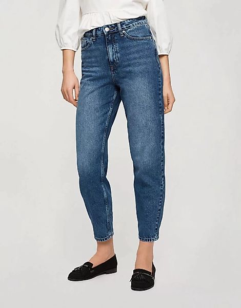 Miss Selfridge – Schmal zulaufende Mom-Jeans mit hoher Taille in dunkelblau günstig online kaufen