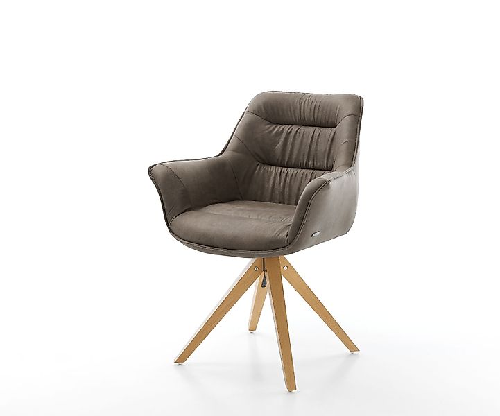 Esszimmerstuhl Kaira-Flex Mikrofaser Taupe Vintage Holzgestell kantig Natur günstig online kaufen