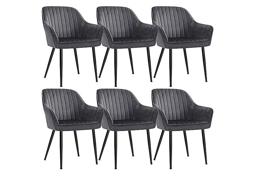 SONGMICS Esszimmerstuhl (6 St), Polsterstuhl mit Metallbeine, Samt, für Sch günstig online kaufen