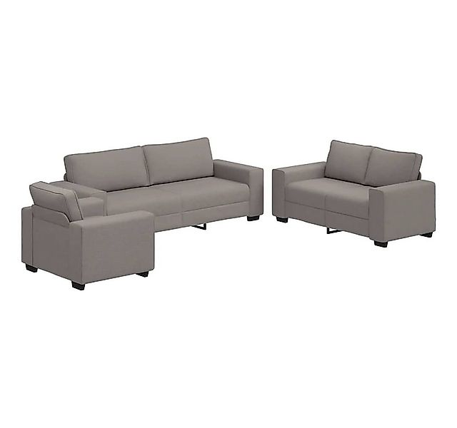 vidaXL Sofa 3-teiliges Sofa-Set mit Kissen, taupefarbener Stoff günstig online kaufen