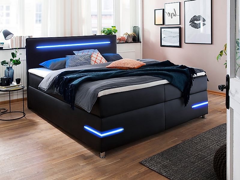 wonello Boxspringbett Daytona, mit LED Beleuchtung günstig online kaufen