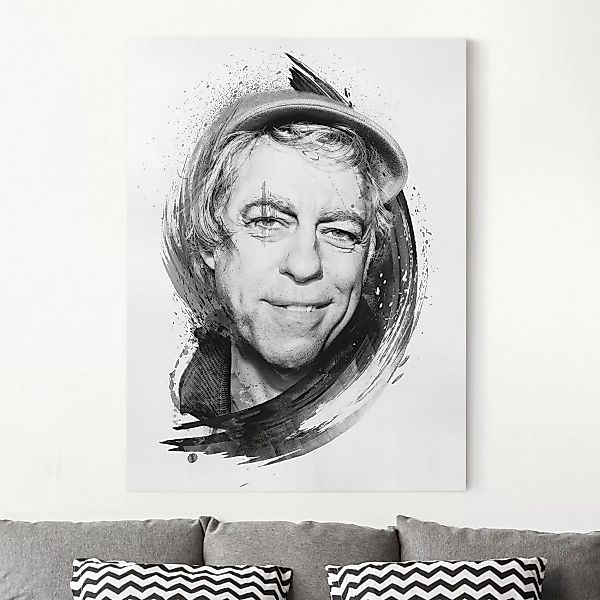 Leinwandbild Schwarz-Weiß Artists 4 Viva con Agua - Bob Geldof - Strassenko günstig online kaufen