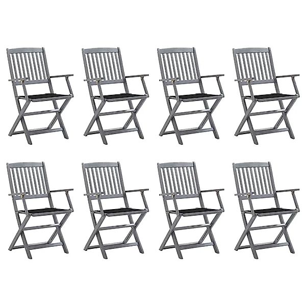 vidaXL Klappbare Gartenstühle 8 Stk mit Kissen Massivholz Akazie 3078269 günstig online kaufen