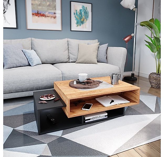 Vicco Couchtisch Bari, Anthrazit/Goldkraft Eiche, 105 x 60 cm günstig online kaufen