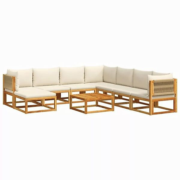 vidaXL Loungesofa 9-tlg. Garten-Sofagarnitur mit Kissen Massivholz, 1 Teile günstig online kaufen