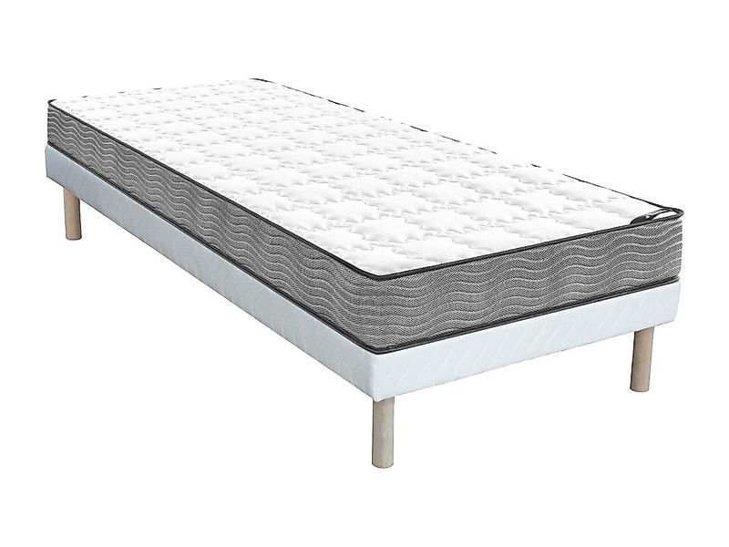 Set aus Bettgestell + Taschenfederkernmatratze - 90 x 190 cm - Stärke 19 cm günstig online kaufen