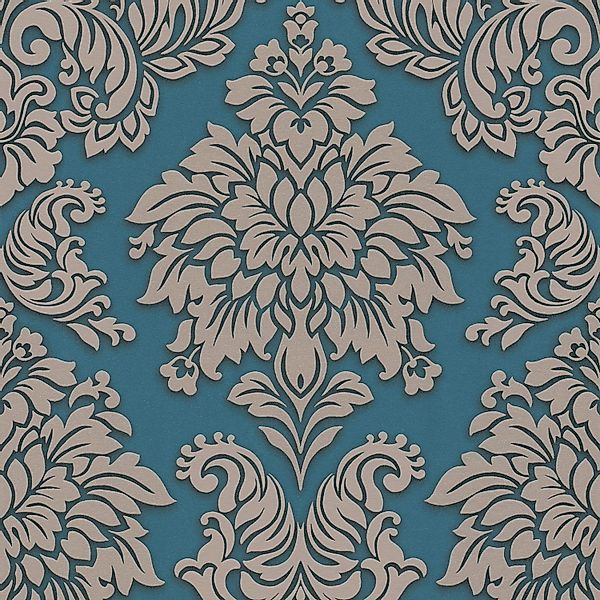 Bricoflor Barock Tapete mit Glitzer Neobarock Vliestapete in Türkis Silber günstig online kaufen