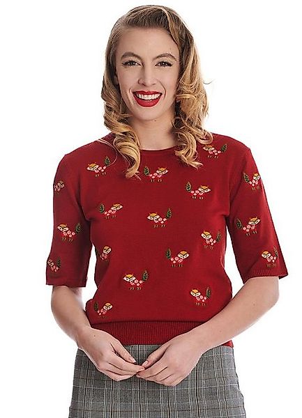 Banned Strickpullover Scandi Fox Rot Vintage Rockabilly Fuchs günstig online kaufen