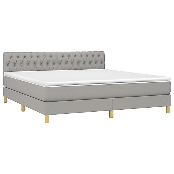 vidaXL Boxspringbett mit Matratze & LED Hellgrau 180x200 cm Stoff 3133973 günstig online kaufen