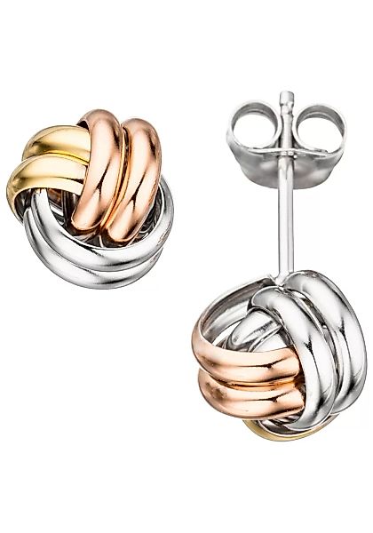 JOBO Paar Ohrstecker, Knoten 925 Silber tricolor dreifarbig vergoldet günstig online kaufen