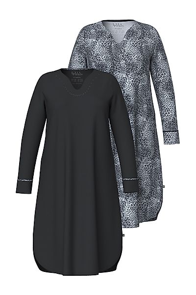 Ulla Popken Nachthemd Bigshirts 2er-Pack Tunika-Ausschnitt günstig online kaufen