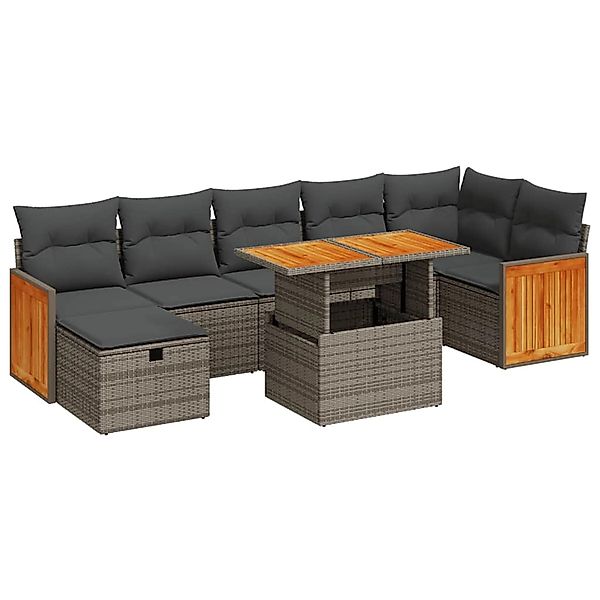 vidaXL 5-Tlg Garten-Sofagarnitur mit Kissen Grau Poly Rattan 3328166 günstig online kaufen