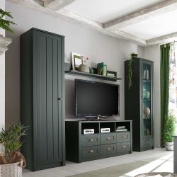 Wohnzimmerwand in Dunkelgrün Landhaus Design (vierteilig) günstig online kaufen
