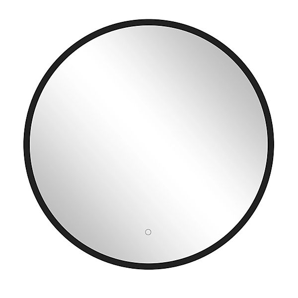 Held Möbel Spiegel mit Beleuchtung Manchester Metallrahmen Ø 60 cm Schwarz günstig online kaufen