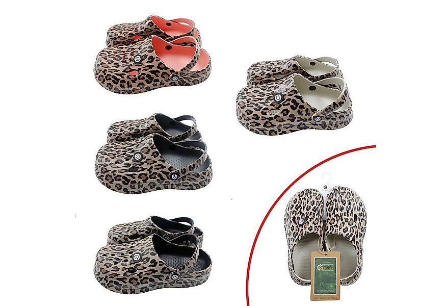 VewoTex Damen Clogs Leo » günstige Damenschuhe » Clogs mit Leoparden-Muster günstig online kaufen