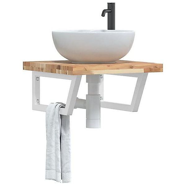 vidaXL Waschbeckenschrank Waschbeckenregal Wandmontage Stahl und Akazienhol günstig online kaufen