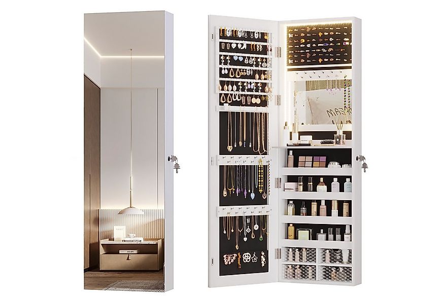 LVSOMT Schmuckschrank mit Spiegel, Hängend und Abschließbar, Tür- und Wands günstig online kaufen