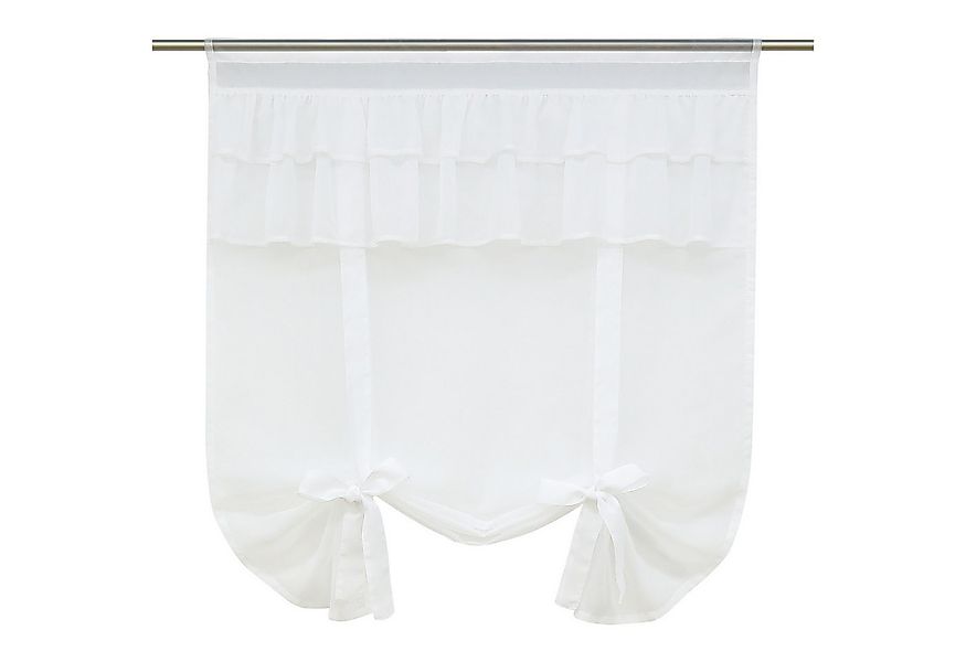 Delien Raffrollo, mit Stangendurchzug, Voile Fertiggardine Bogenabschluss günstig online kaufen