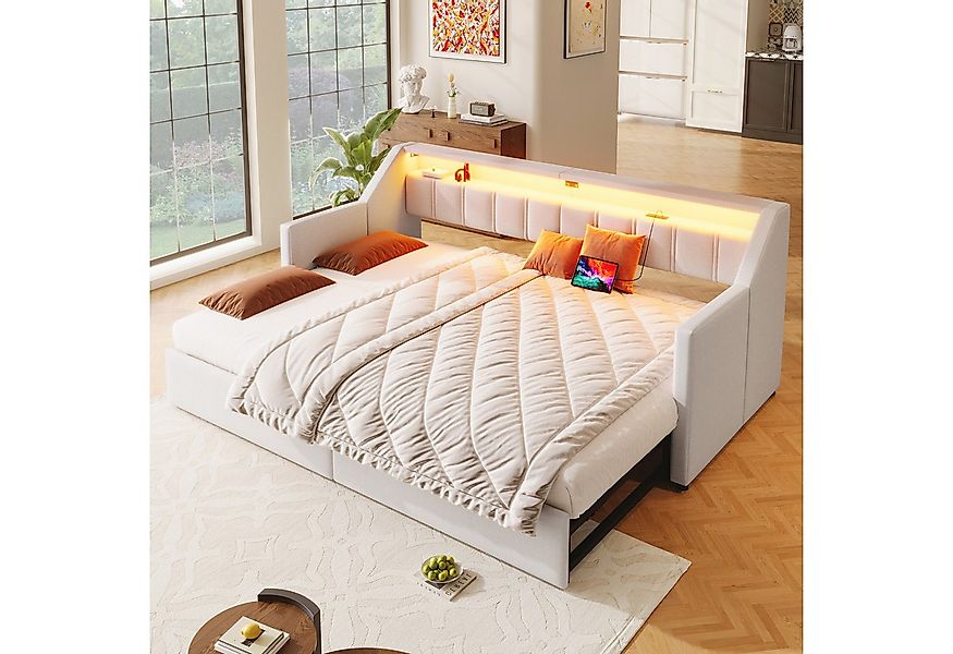 Merax Daybett 90x200cm/180x200cm mit Ausziehbett und 2 Schubladen (1 tlg), günstig online kaufen