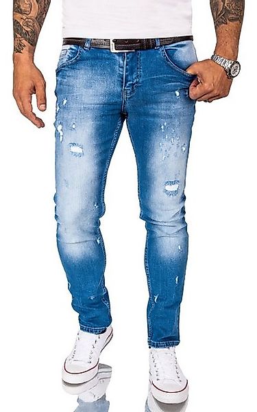 Gelverie Slim-fit-Jeans Herren Jeans Stonewashed Hellblau günstig online kaufen