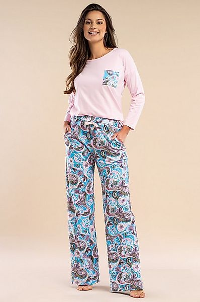 Mademoiselle Sommeil Pyjama Schlafanzug langarm in Rosa mit langer Hose im günstig online kaufen