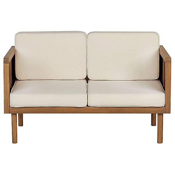 Beliani Gartensofa Heller Holzfarbton Beige 65x122x76 günstig online kaufen