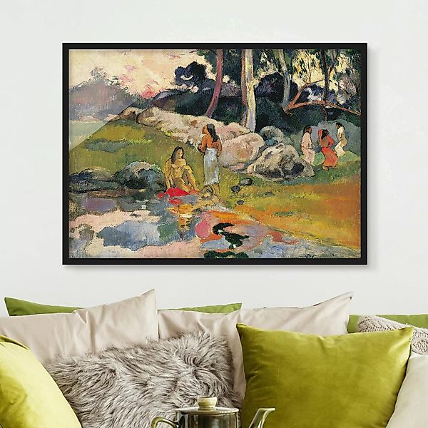 Bild mit Rahmen Kunstdruck - Querformat Paul Gauguin - Flussufer günstig online kaufen